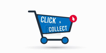 Click & collect store cart sign. Vector illustration