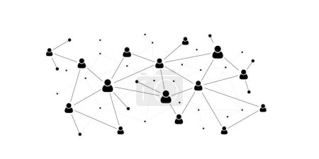 Illustration pour Réseau d'utilisateurs sociaux, illustration de réseau de personnes. Les points lignes connectées créent un réseau - image libre de droit