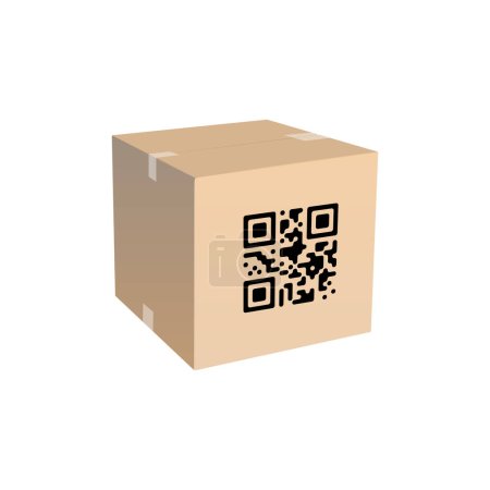 Illustration for Delivery box with qr code - Royalty Free Image