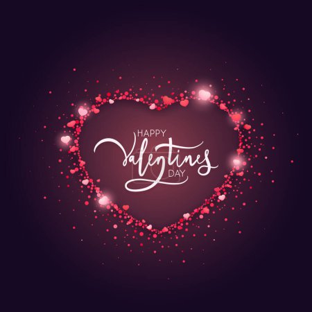 Valentine's Day card design with lights and glitter. Vector illustration