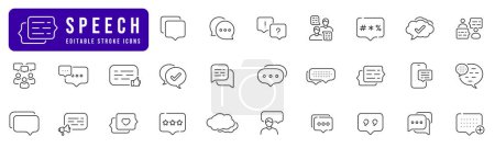 Icône de bulle vocale réglée. Parlez, les gens, l'homme, l'utilisateur, dialogue, chat, nuage, etc. Course modifiable
