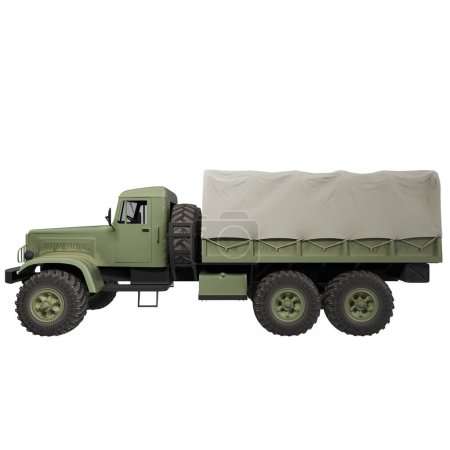 Camion militaire isolé sur blanc
