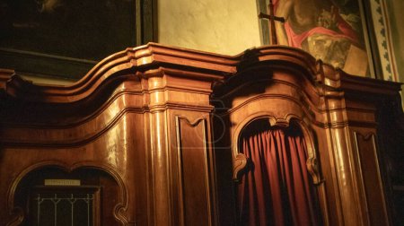 Photo for Traditional holy confessional in cathedral - Royalty Free Image