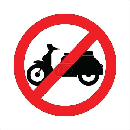Ilustración de Motocicleta prohibición signo icono vector ilustración logo diseño - Imagen libre de derechos