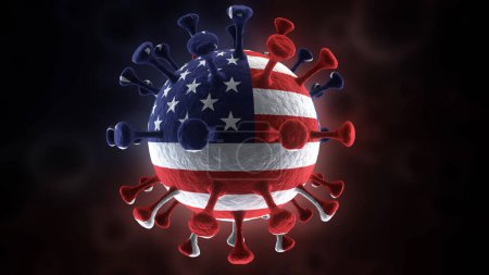 Covid-19 Virus with the Pattern of the American Flag Corona Virus with the USA Flag Pattern Variant Strain