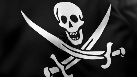 Téléchargez les photos : Pirate Flag, Jolly Roger, Calico Jack Rakham's Flag, 3D Render - en image libre de droit