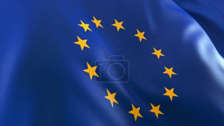 Foto de EU Flag Close-up 3D Render - Imagen libre de derechos