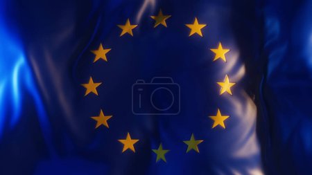 Photo for EU Flag Frontal Close up European Union View 3D Render - Royalty Free Image
