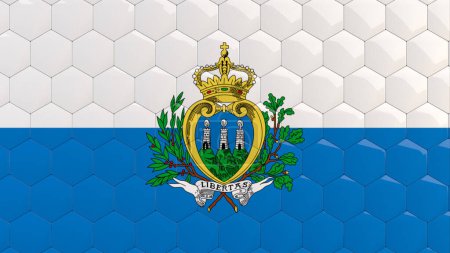 Abstract San Marino Flag Hexagon Background honeycomb glossy reflective mosaic tiles 3D Render 
