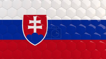 Photo for Abstract Slovakia Flag Hexagon Background Slovakian Flag honeycomb glossy reflective mosaic tiles 3D Render - Royalty Free Image