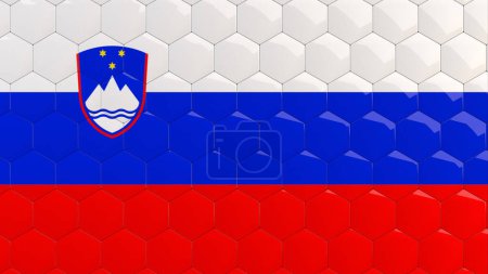 Photo for Abstract Slovenia Flag Hexagon Background Slovenian Flag honeycomb glossy reflective mosaic tiles 3D Render - Royalty Free Image
