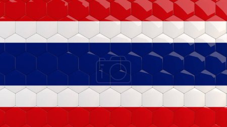 Photo for Abstract Thailand Flag Hexagon Background Thai Flag honeycomb glossy reflective mosaic tiles 3D Render - Royalty Free Image