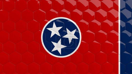 Abstract Tennessee State Flag Hexagon Background American State Flag honeycomb glossy reflective mosaic tiles 3D Render US State Flag