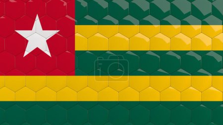 Photo for Abstract Togo Flag Hexagon Background honeycomb glossy reflective mosaic tiles 3D Render - Royalty Free Image