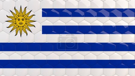 Photo for Abstract Uruguay Flag Hexagon Background Uruguayan Flag honeycomb glossy reflective mosaic tiles 3D Render - Royalty Free Image