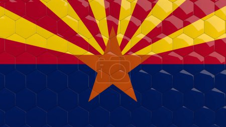 Photo for Arizona Flag USA Hexagon Background Arizonan Flag honeycomb glossy reflective mosaic tiles 3D Render American State Flag - Royalty Free Image