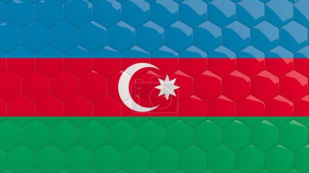 Photo for Azerbaijan Flag Hexagon Background honeycomb glossy reflective mosaic tiles 3D Render - Royalty Free Image