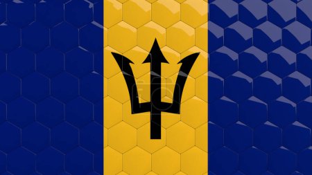 Photo for Barbados Flag Hexagon Background honeycomb glossy reflective mosaic tiles 3D Render - Royalty Free Image