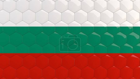 Photo for Bulgaria Flag Hexagon Background Bulgarian Flag honeycomb glossy reflective mosaic tiles 3D Render - Royalty Free Image