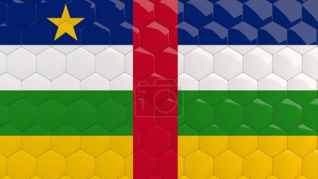Photo for Central African Republic Flag Hexagon Background Central African Flag honeycomb glossy reflective mosaic tiles 3D Render - Royalty Free Image