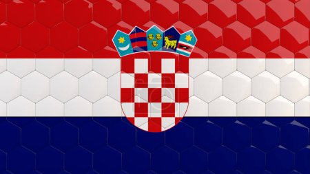 Photo for Croatia Flag Hexagon Background Croatian Flag honeycomb glossy reflective mosaic tiles 3D Render Hrvatska zastava - Royalty Free Image