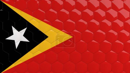 Photo for East Timor Flag Hexagon Background honeycomb glossy reflective mosaic tiles 3D Render - Royalty Free Image