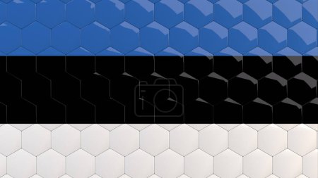 Photo for Estonia Flag Hexagon Background Estonian Flag honeycomb glossy reflective mosaic tiles 3D Render - Royalty Free Image