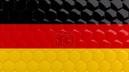 Photo for Abstract Germany Flag Hexagon Background German Flag honeycomb glossy reflective mosaic tiles 3D Render Deutschland Fahne Deutsche Flagge - Royalty Free Image