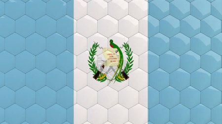 Photo for Guatemala Flag Hexagon Background honeycomb glossy reflective mosaic tiles 3D Render - Royalty Free Image