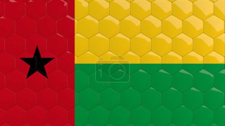 Photo for Guinea-Bissau Flag Hexagon Background honeycomb glossy reflective mosaic tiles 3D Render - Royalty Free Image