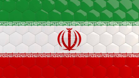 Photo for Iran Flag Hexagon Background Iranian Flag honeycomb glossy reflective mosaic tiles 3D Render - Royalty Free Image