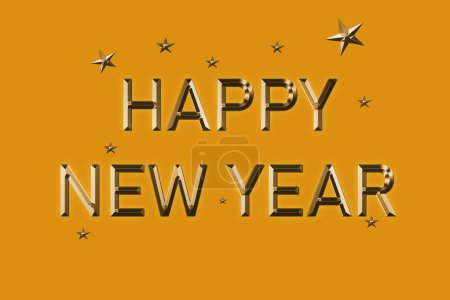Foto de Feliz año nuevo texto con las estrellas dibujadas a mano - Imagen libre de derechos