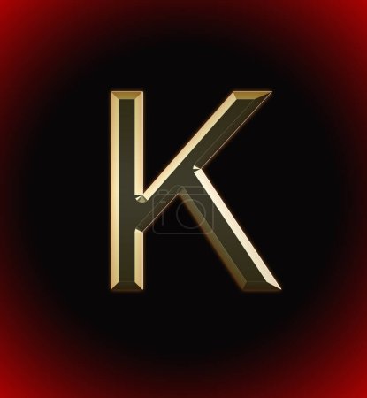 Foto de Alfabeto dorado y brillante (letra) K y nombre del individuo (niño o niña) con inicio del alfabeto K, fondo hermoso negro y rojo - Imagen libre de derechos