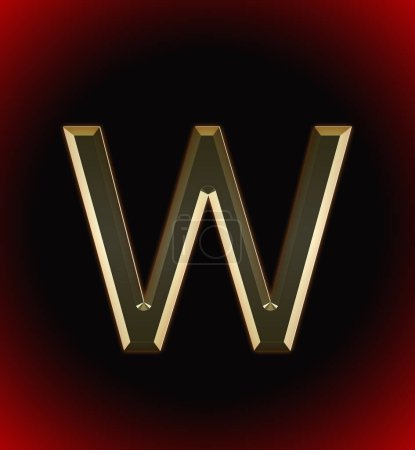 Foto de Alfabeto dorado y brillante (letra) W y nombre del individuo (niño o niña) con inicio del alfabeto W, fondo hermoso negro y rojo - Imagen libre de derechos