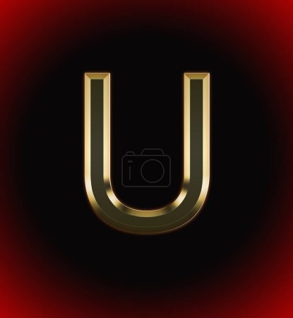 Téléchargez les photos : Alphabet doré et brillant (lettre) U et nom de l'individu (garçon ou fille) avec début de l'alphabet U, noir et rouge beau fond - en image libre de droit