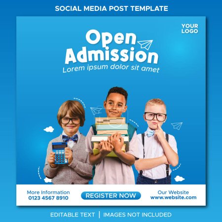 Illustration for Open admission social media template - Royalty Free Image