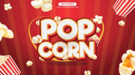 Téléchargez les illustrations : Effet de texte vectoriel 3D Popcorn - en licence libre de droit