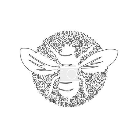 Téléchargez les illustrations : Single swirl continuous line drawing of cute bee abstract art. Continuous line draw graphic design vector illustration style of bee stings for icon, sign, logo and minimalism modern wall decor - en licence libre de droit