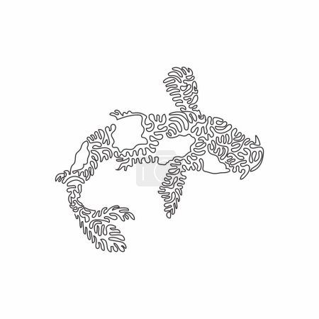 Téléchargez les illustrations : Single one line drawing of exotic koi fish abstract art. Continuous line draw graphic design vector illustration of friendly domestic animal for icon, symbol, sign, company logo, poster wall decor - en licence libre de droit