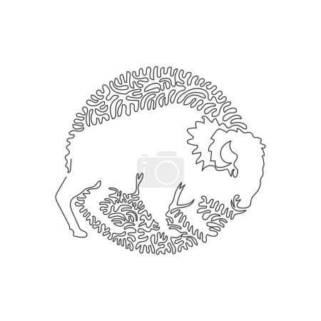 Illustration for Continuous curve one line drawing of standing bison abstract art in circle. Single line editable stroke vector illustration of bison unruly mammal for logo, wall decor and poster print decoration - Royalty Free Image