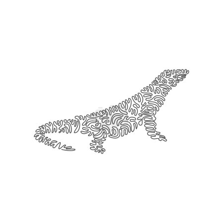 Illustration for Single one line drawing of creepy komodo dragon abstract art. Continuous line draw graphic design vector illustration of large, muscular tail for icon, symbol, company logo, poster wall decor - Royalty Free Image