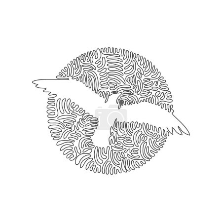 Ilustración de Continuous one curve line drawing of beautiful gulls. Abstract art in circle. Single line editable stroke vector illustration of long wings gulls for logo, wall decor, poster print decoration - Imagen libre de derechos