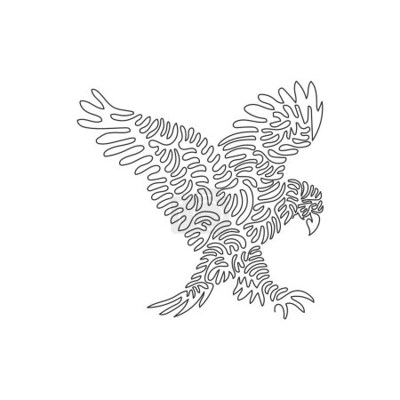 Téléchargez les illustrations : Single one line drawing abstract art. Eagle ready to catch prey. Continuous line draw graphic design vector illustration of eagle's sharp claws for icon, symbol, company logo, poster wall decor - en licence libre de droit