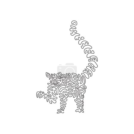 Téléchargez les illustrations : Single curly one line drawing of adorable lemur abstract art. Continuous line draw graphic design vector illustration of comely animal for icon, symbol, company logo, poster wall decor - en licence libre de droit