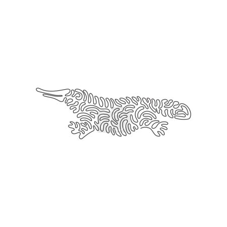 Illustration for Single swirl continuous line drawing of cute platypus abstract art. Continuous line draw graphic design vector illustration style of unique platypus for icon, sign, minimalism modern wall decor - Royalty Free Image