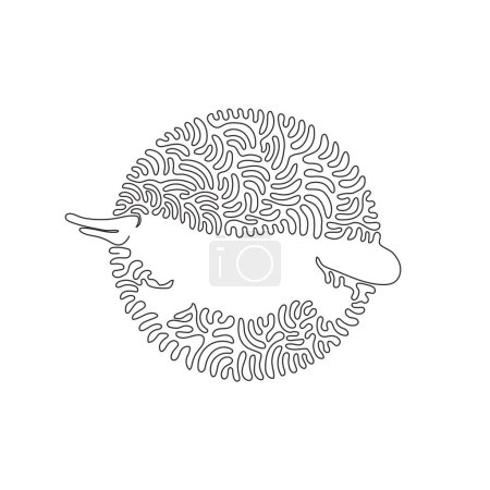 Téléchargez les illustrations : Continuous one curve line drawing of cute platypus abstract art in circle. Single line editable stroke vector illustration of hydrodynamic body platypus for logo, wall decor, poster print decoration - en licence libre de droit