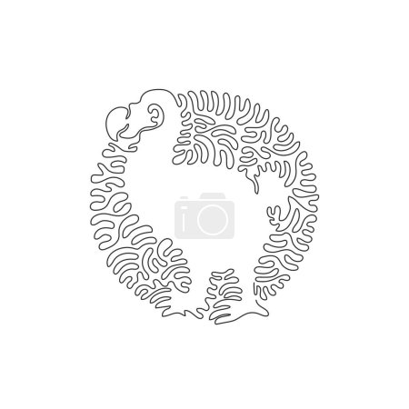 Illustration for Continuous curve one line drawing of standing dodo abstract art in circle. Single line editable stroke vector illustration of dodo funny extinct species for logo, syimbol, wall decor and poster print - Royalty Free Image