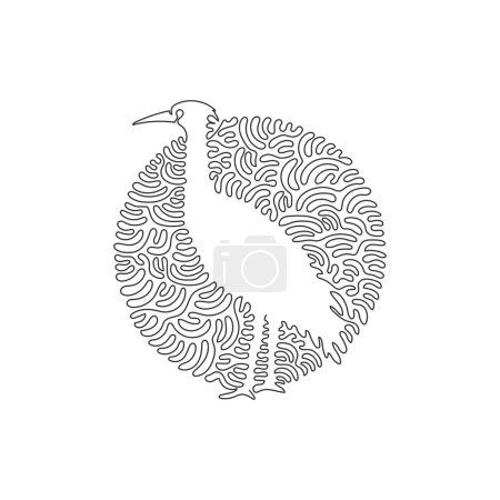 Téléchargez les illustrations : Continuous curve one line drawing of standing heron abstract art in circle. Single line editable stroke vector illustration of herons have long beaks for logo, wall decor and poster print decoration - en licence libre de droit