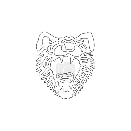 Illustration for Single one line drawing of biting attacks tasmania devil abstract art. Continuous line draw graphic design vector illustration of carnivorous tasmania for icon, symbol, company logo, poster wall decor - Royalty Free Image
