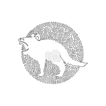 Illustration for Continuous one curve line drawing of standing tasmanian devil abstract art in circle. Single line editable stroke vector illustration of cute tasmanian devi for logo, wall decor and poster print decor - Royalty Free Image